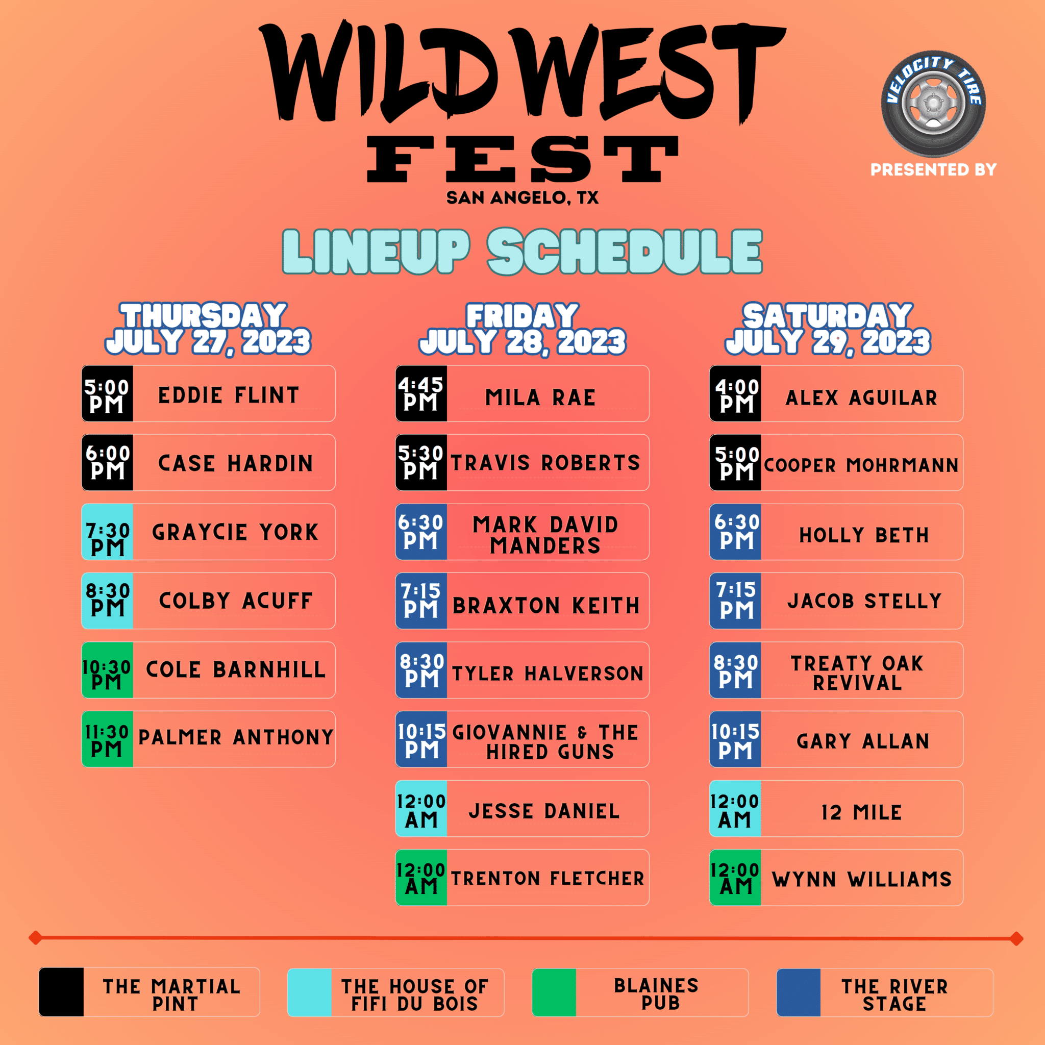 2023 Wild West Fest Schedule